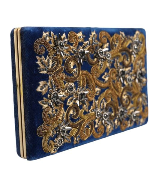 Dolce & Gabbana Black Velvet Frame Clutch Evening Party Purse Bag
