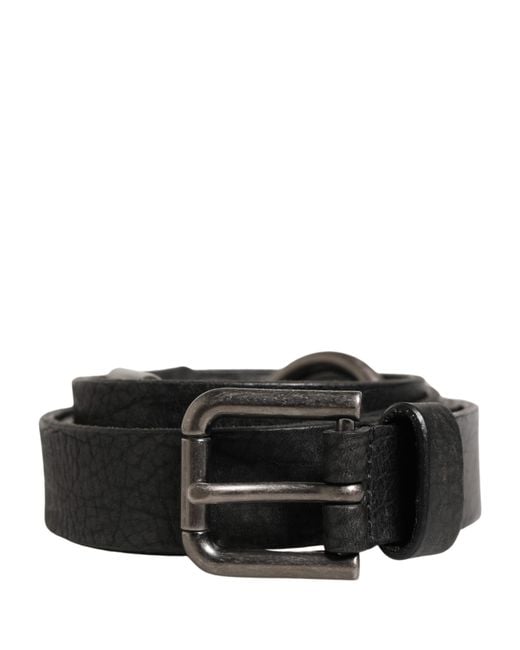 Dolce & Gabbana White Calfskin Leather Metal Buckle Belt Calf for men