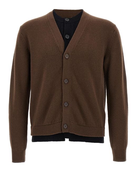 J.W. Anderson Brown 'Contrast Layered' Cardigan for men