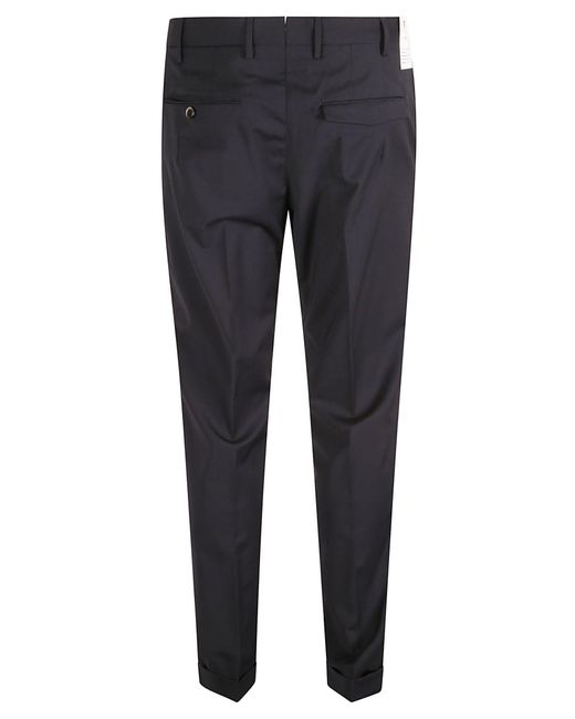 PT Torino Blue Regular Plain Trousers for men