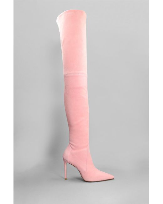 Stuart Weitzman Ultrasturt 100 High Heels Boots In Rose-pink Suede