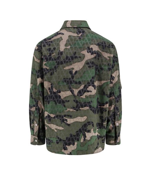 Valentino Gray Cotton Jacket With Camouflage Motif for men