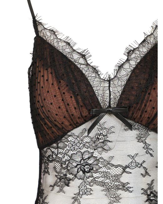 Self-Portrait Brown Polka Dot Mesh Bodysuit