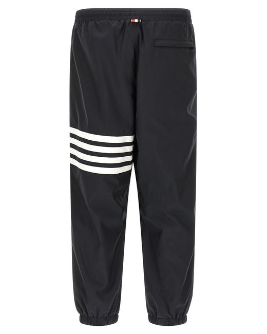 Thom Browne Black Polyamide Stripes Joggers for men