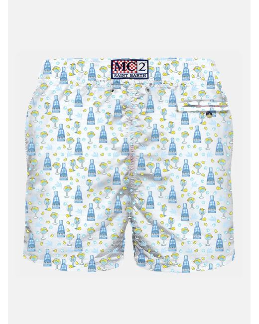 Mc2 Saint Barth Light Fabric Swim Shorts With Gin Print Gin Mare Special  Edition in Blue for Men | Lyst