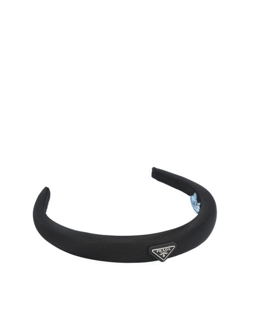 Prada Black Logo Plaque Headband