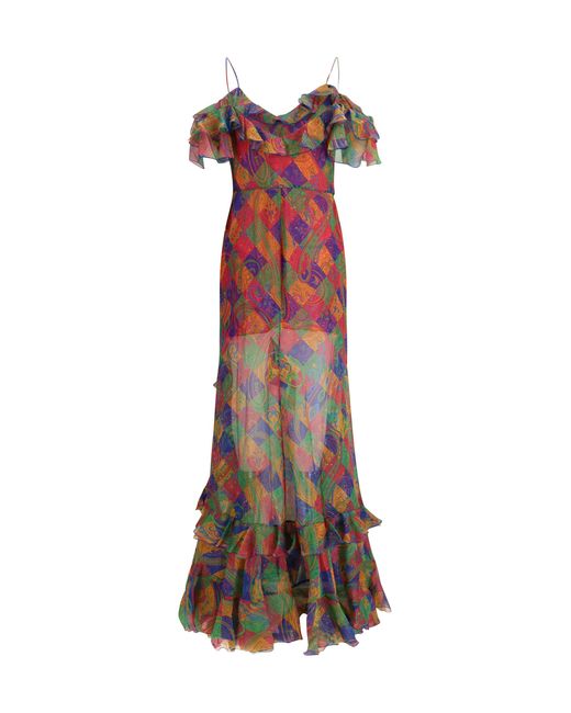 Etro Multicolor Long Silk Dress Outer: Silk; Inner: Polyester