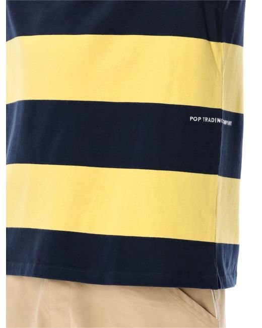 Pop Trading Co. Yellow Pop Striped Logo Rugby Polo for men