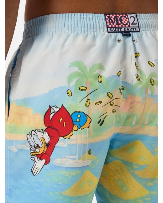 Mc2 Saint Barth Blue Gustavia Swim Shorts With Scrooge And Montecarlo Habituè Print for men