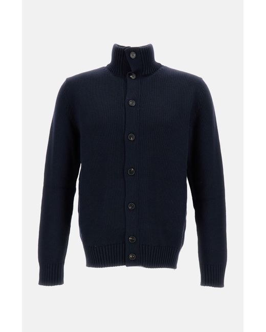 Zanone Blue Wool Cardigan for men