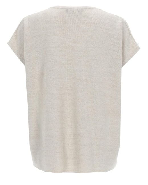 Fabiana Filippi White V-Neck Top Cotton Tops