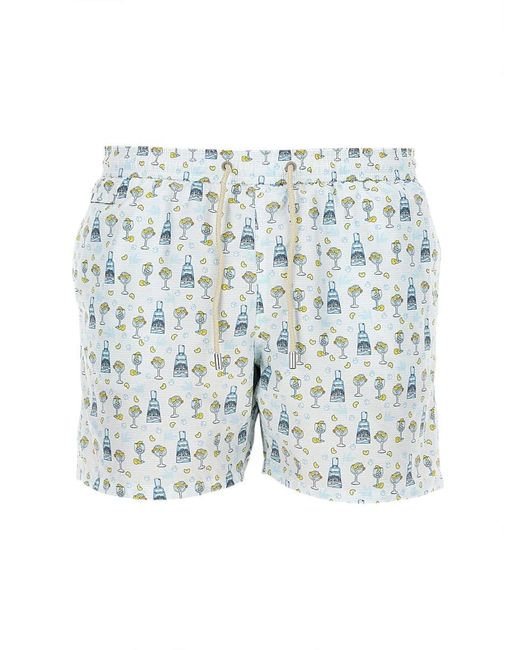 Mc2 Saint Barth Blue Swimsuit With Gin And Tonic Print And Lemons for men