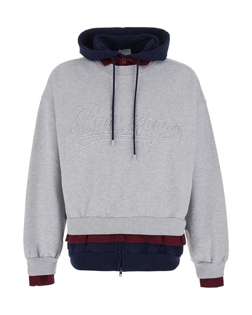 Balenciaga Gray Hoodie Cotton Blend Sweatshirts for men