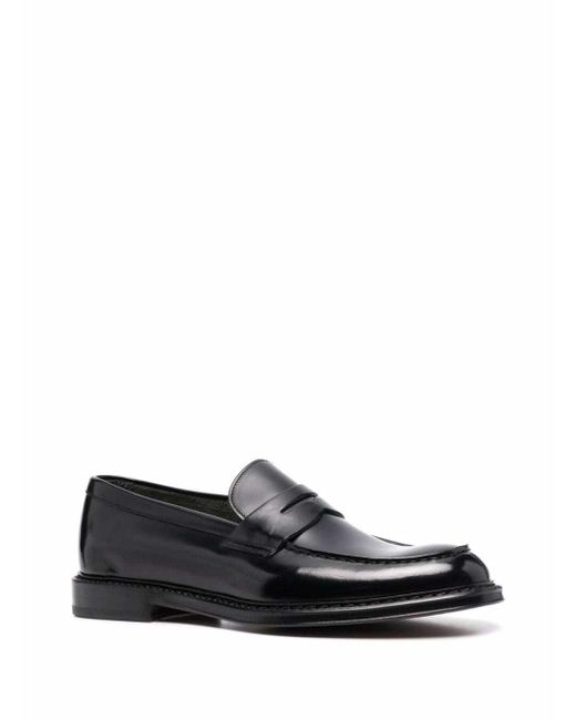 Doucal's Black Slip-On Loafers With Round Toe for men