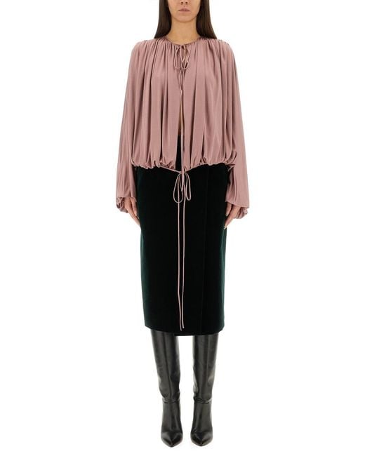Saint Laurent Pink Fluid Knit Blouse Viscose
