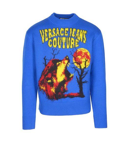 Versace Jeans Couture Blue Sweater for Men | Lyst