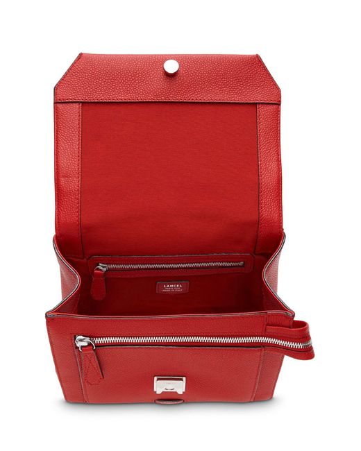 Lancel Red Grained Leather Shoulder Bag