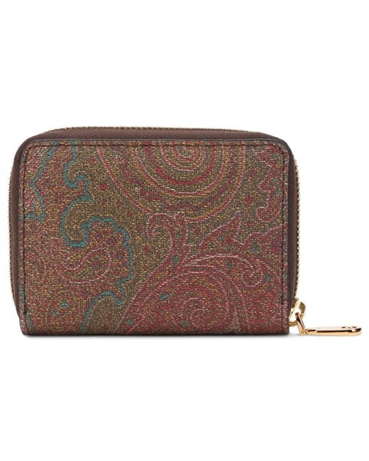 Etro Brown Wallet With Paisley Print Cotton & Purses