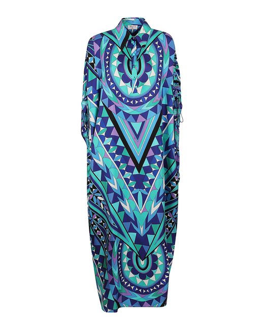 Emilio Pucci Blue Kaftan Seta Camicia