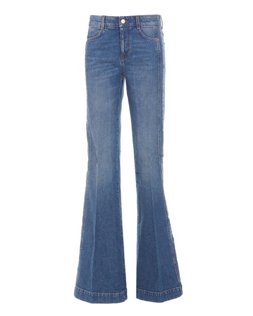Stella McCartney Logo Flared Denim Jeans in Blue | Lyst
