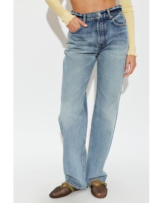 Maison AlaïA Blue Jean Droit En Denim Bleu
