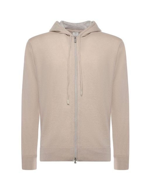 Eleventy White Cashmere Zip-Up Sweatshirt for men