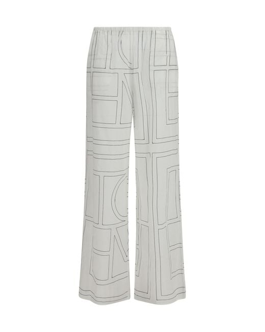 Totême Gray Pants Monogram- Cotton Trousers