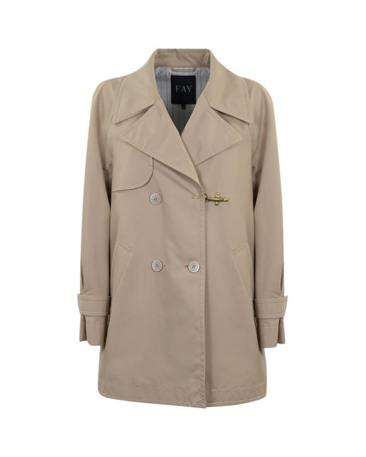 Fay Natural Cotton Trench Coat With Hook