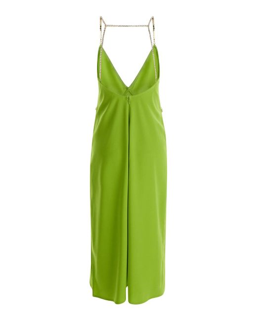Liu Jo Green Avocado Midi Dress With Rhinestone Straps