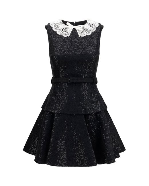 Self-Portrait Black Sequin Bouclé Dress