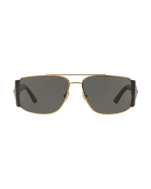Versace Metallic Sunglasses Rectangle Full Rim, Frame And Dark Lens Ve2163100287 for men