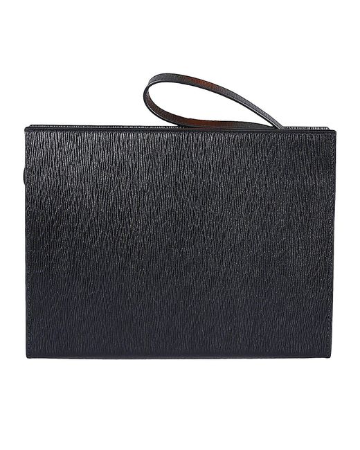 Ferragamo Black Gancini Plaque Zipped Clutch Bag for men