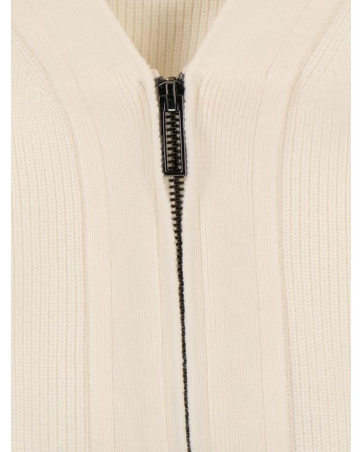 Emporio Armani White Knit Zip Cardigan for men