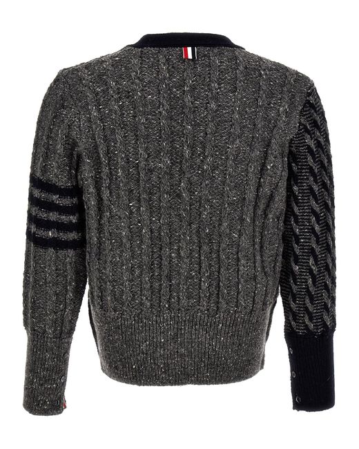 Thom Browne Black Bi-color Cardigan Sweater, Cardigans for men