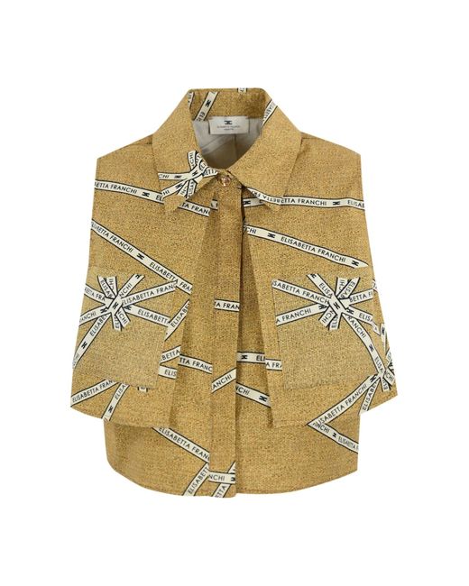 Elisabetta Franchi Multicolor Cotton Crop Shirt With Ribbon Pattern