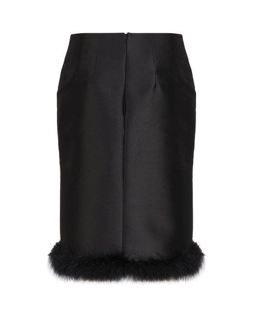 Sportmax Black Midi Skirt With Feather Bottom