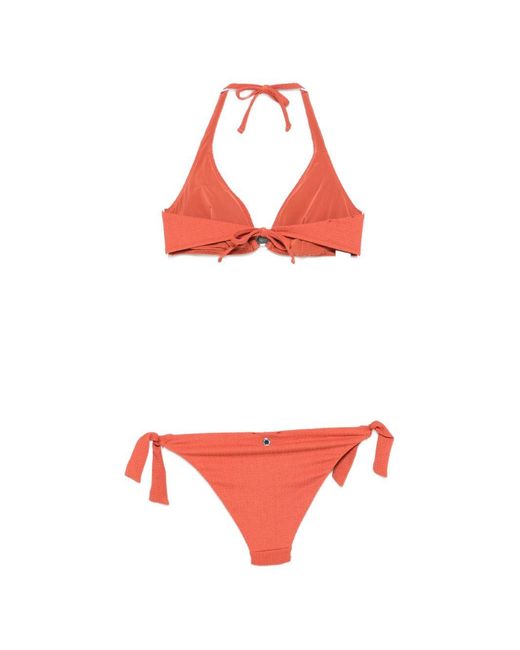 Emporio Armani Red Halterneck Crinkled Bikini