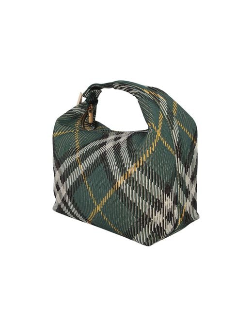 Burberry Green Medium Peg Check-Pattern Tote Bag