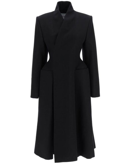 Balenciaga Wool Flare Hourglass Coat in Nero (Black) - Save 10% | Lyst UK