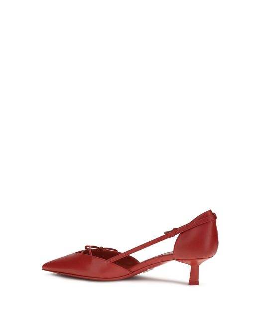 Prada Red Side-Cut Leather Pumps