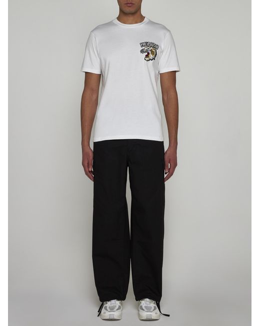 KENZO White Tiger Varsity Cotton T-Shirt for men