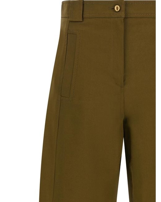 Max Mara Green Cotton Cropped Pants
