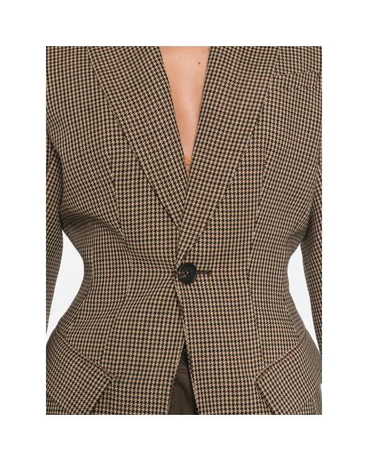 Seafarer Brown Houndstooth-Pattern Single-Breasted Blazer