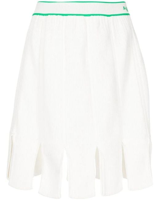 Bottega Veneta White Squared-Frill Trim Knitted Skirt Jewelry