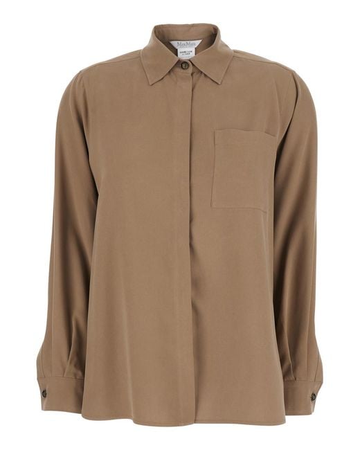 Max Mara Brown Shirt Silk Blouses