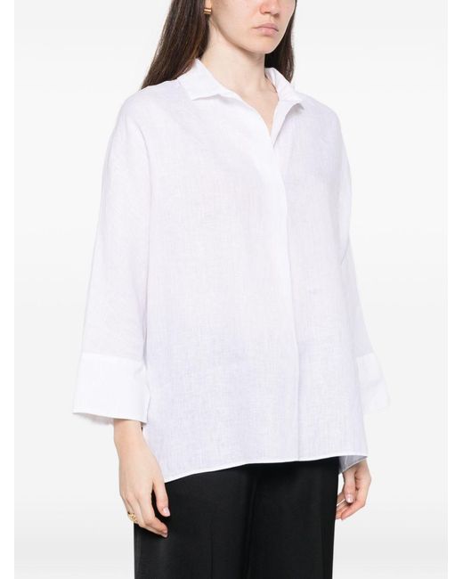 Trame Auree White Linen Blouse