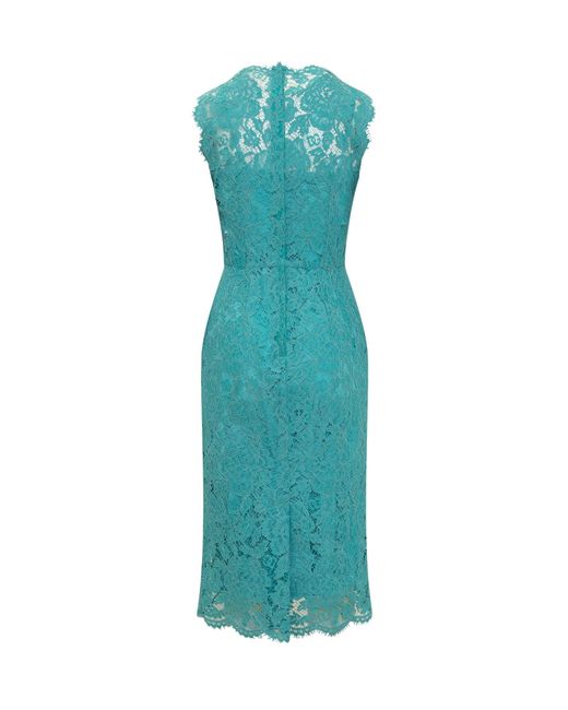 Dolce & Gabbana Blue Floral Cordonetto Lace Sheath Dress