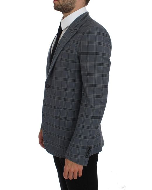 Dolce & Gabbana Blue Plaid Blazer Classic Fit for men