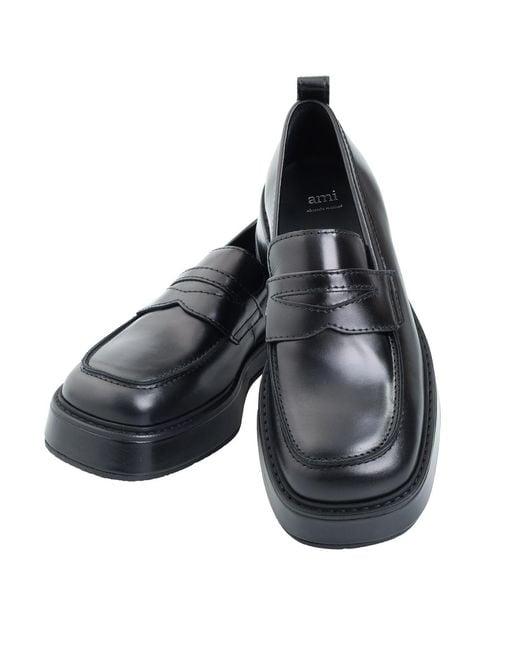 AMI Black Square Toe Loafers