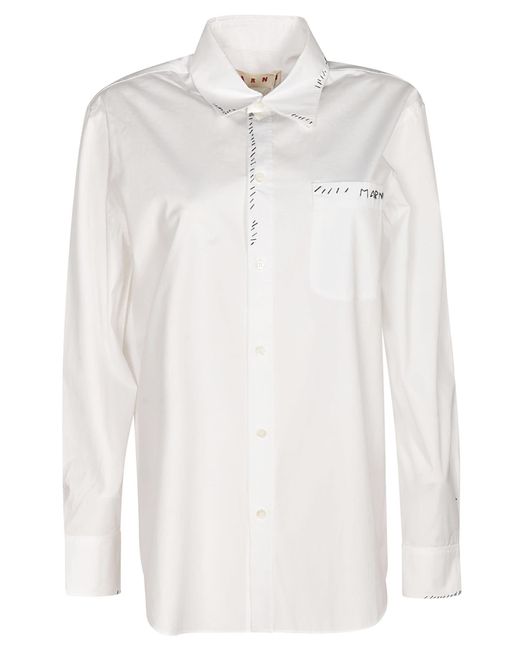 Marni White Long-Sleeved Shirt